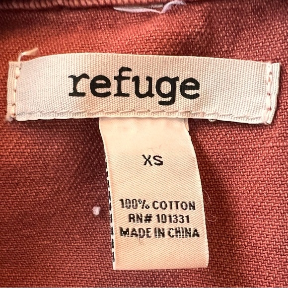 Refuge Button Up Denim Jacket Women's Long Sleeve Size XS Red Orange Brown Crop - Picture 3 of 7